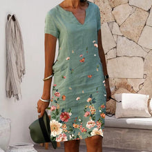 Load image into Gallery viewer, Floral Print Mid-Length V-Neck Dress