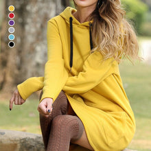 Load image into Gallery viewer, Solid Pocket Long-sleeved Hoody Dress