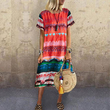 Load image into Gallery viewer, Vintage Ethnic Print Round Neck Dress