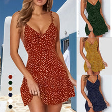Load image into Gallery viewer, Polka Dot V Neck Mini Dress