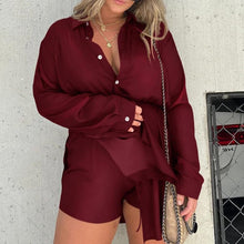 Load image into Gallery viewer, Women's Solid Color Long Sleeve Shirt Suit