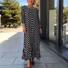 Load image into Gallery viewer, Polka Dot Long Sleeve Long Dress