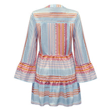 Load image into Gallery viewer, Printed Long Sleeve V-Neck Panel Casual Dress