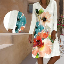 Load image into Gallery viewer, Printed Long Sleeve Crew Neck Dress