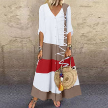 Load image into Gallery viewer, Loose V-Neck Cotton Dress