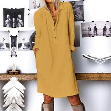 Load image into Gallery viewer, Solid Color Lapel Long Sleeve Dress