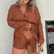 Load image into Gallery viewer, Women's Solid Color Long Sleeve Shirt Suit