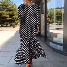 Load image into Gallery viewer, Polka Dot Long Sleeve Long Dress