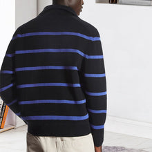 Load image into Gallery viewer, Lapel Striped Knit Sweater