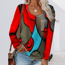 Load image into Gallery viewer, Casual Color Block Long Sleeve T-Shirt