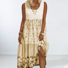 Load image into Gallery viewer, Women's Sleeveless Floral Print Summer Round Neck Dress