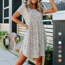 Load image into Gallery viewer, Leopard Print Round Neck Dress