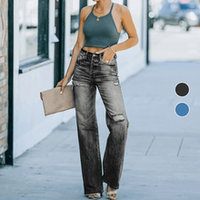 Load image into Gallery viewer, Straight Ripped Jeans