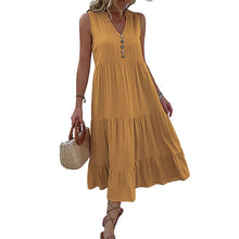 Load image into Gallery viewer, Button Detail Layered Hem Smock Dress