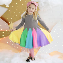 Load image into Gallery viewer, Round Neck Spelling Color Rainbow Princess Dress