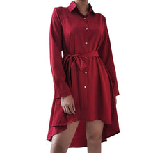 Load image into Gallery viewer, Asymmetric Pleated Casual Shirt Dress