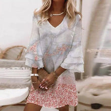 Load image into Gallery viewer, Watercolor Floral Print Ruffle Sleeves Mini Dress