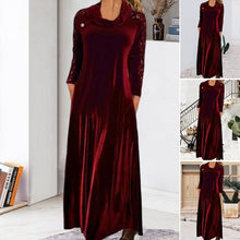 Load image into Gallery viewer, Long Sleeve Velvet Maxi Dress with Sequins