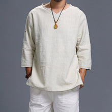 Load image into Gallery viewer, Men's Long-sleeved V-neck Linen Loose Shirt
