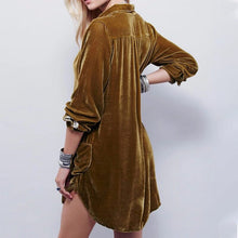 Load image into Gallery viewer, Gold Velvet Shirtdress