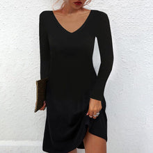 Load image into Gallery viewer, Solid Color Casual Deep V Dress