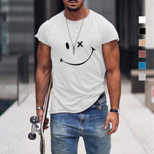 Load image into Gallery viewer, Men's Smile Round Neck Short Sleeve T-shirt