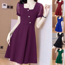 Load image into Gallery viewer, Square Neck Mesh Short Sleeve Dress