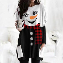 Load image into Gallery viewer, Christmas Snowman Print Long Sleeve Dress