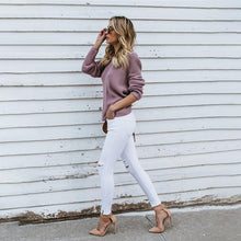 Load image into Gallery viewer, Women's Casual Cross Backless Long Batwing Sleeve Sweater