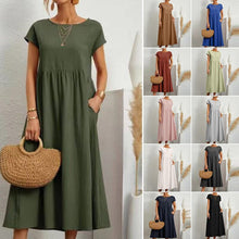 Load image into Gallery viewer, Long Round Neck A-line Dress