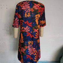 Load image into Gallery viewer, Floral Print Split O-neck Half Sleeve Casual Cotton Dress