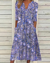 Load image into Gallery viewer, Printed V-neck slip pocket dress