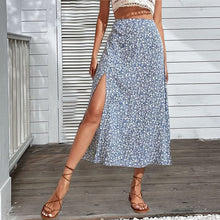 Load image into Gallery viewer, Women's Floral Print Side Slit Midi Long Boho Skirt