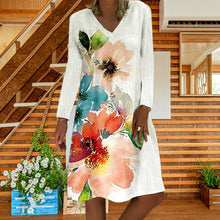 Load image into Gallery viewer, Printed Long Sleeve Crew Neck Dress