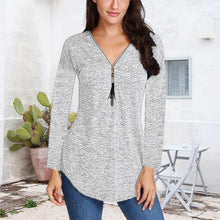 Load image into Gallery viewer, Fringed Zip Long Sleeve T-Shirt