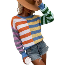Load image into Gallery viewer, Striped Loose Crewneck Knit Sweater