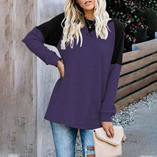 Load image into Gallery viewer, Round Neck Long Sleeve Color Block T-Shirt