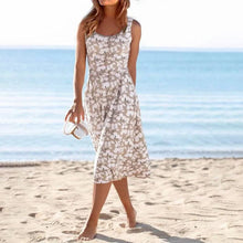 Load image into Gallery viewer, Round Neck Elegant Beach Sleeveless Midi Dresses