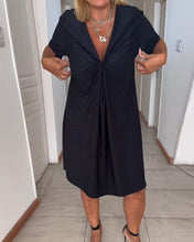 Load image into Gallery viewer, V-neck twist short-sleeved dress