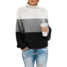 Load image into Gallery viewer, Thick Line Colorblock Turtleneck Sweater