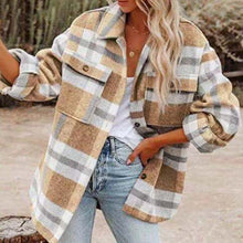 Load image into Gallery viewer, Women's Autumn Winter Long Sleeve Loose Plaid Shirt Coat