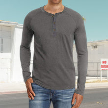 Load image into Gallery viewer, Henley Pullover Long Sleeve T-Shirt