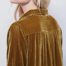 Load image into Gallery viewer, Gold Velvet Shirtdress