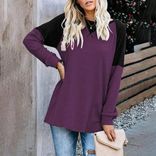 Load image into Gallery viewer, Round Neck Long Sleeve Color Block T-Shirt