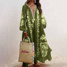 Load image into Gallery viewer, V-Neck Long Sleeve Printed Loose Dress