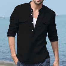 Load image into Gallery viewer, Men's Linen Casual Long Sleeve Solid Color Shirt