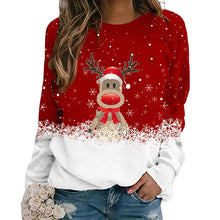Load image into Gallery viewer, Snowflake Christmas Deer Print Crewneck Sweater