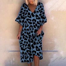 Load image into Gallery viewer, Leopard Print V-Neck Loose Dress