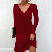 Load image into Gallery viewer, Solid Color Casual Deep V Dress