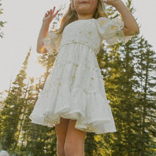 Load image into Gallery viewer, Children's Square Neck Lantern Sleeve Floral Plaid Dress